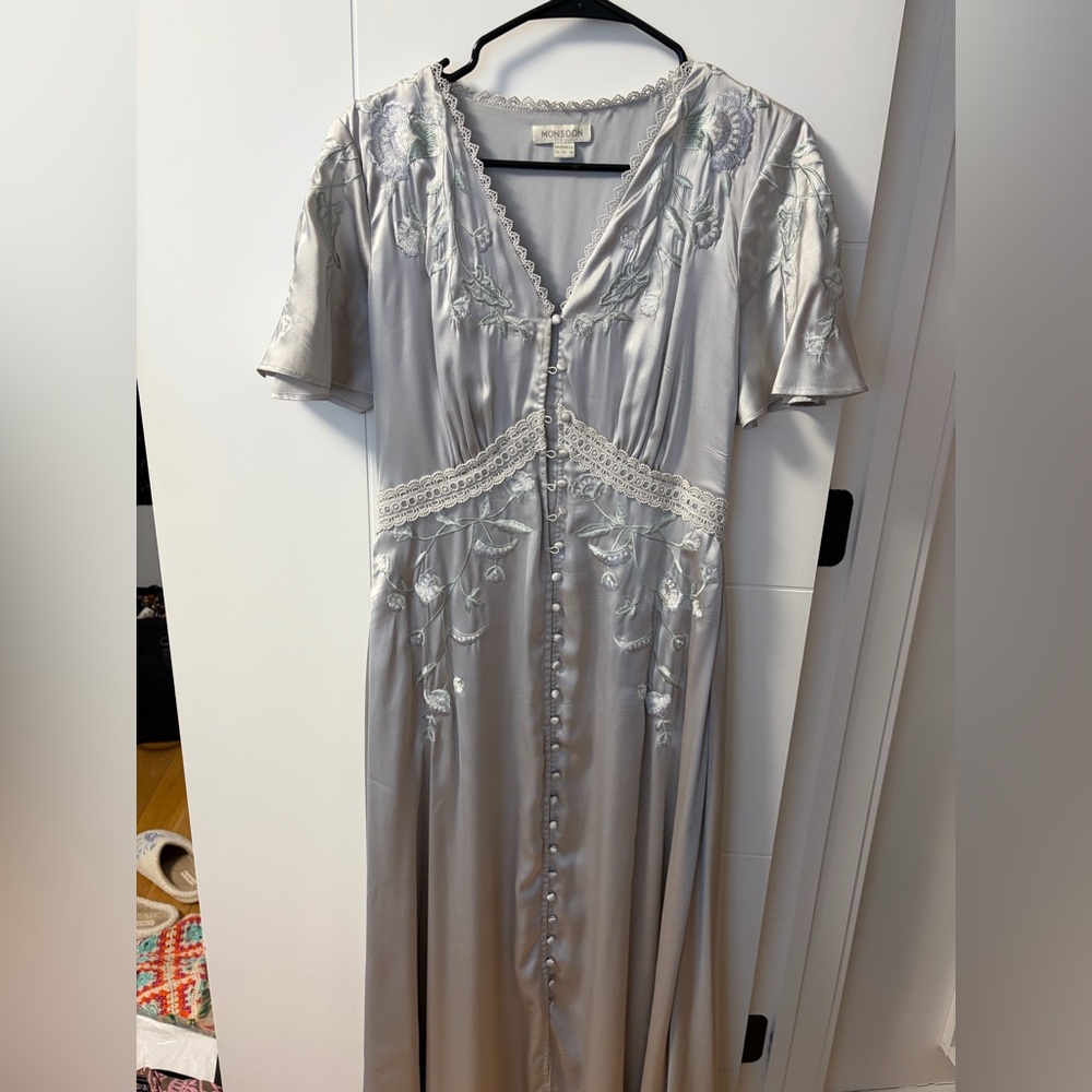 Monsoon Silver Floral Maxi Dress